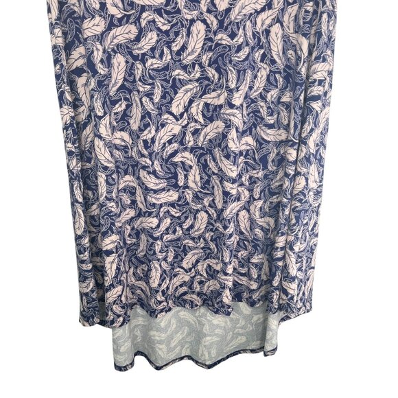 Lularoe Carly Striped Navy & Pink Feather Print High-Low Dress Small - Picture 7 of 14